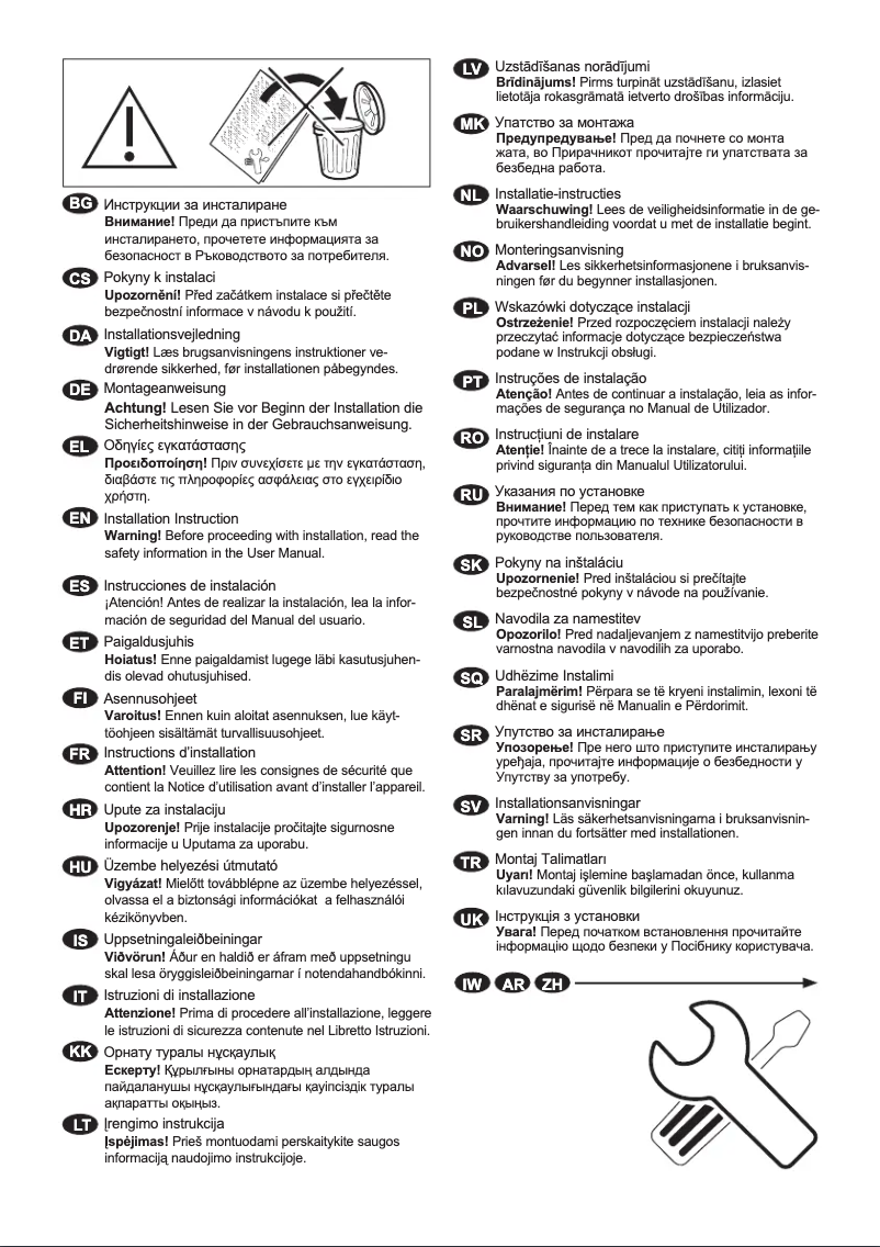 Page 1 of the manual Installation Guide Electrolux WTSL4IE500