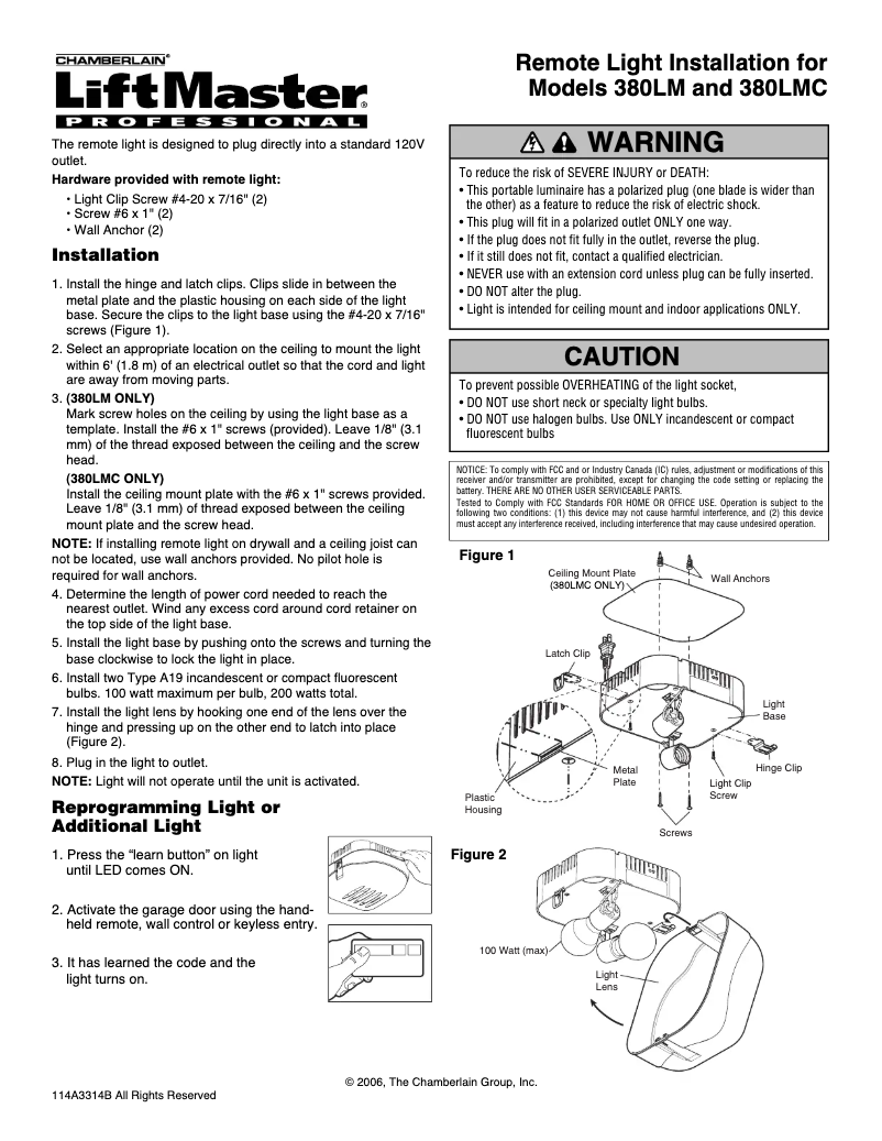First page image of the manual for 380LMC