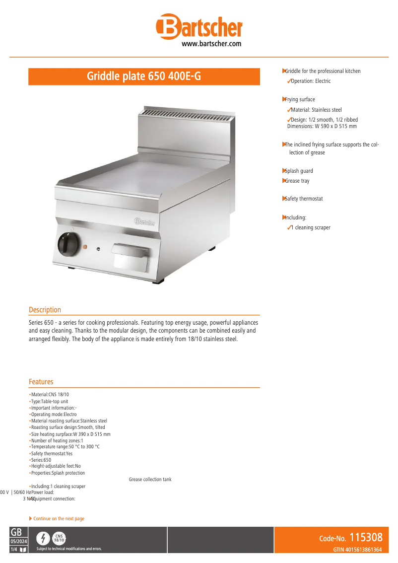 First page image of the manual for 650 400E-G