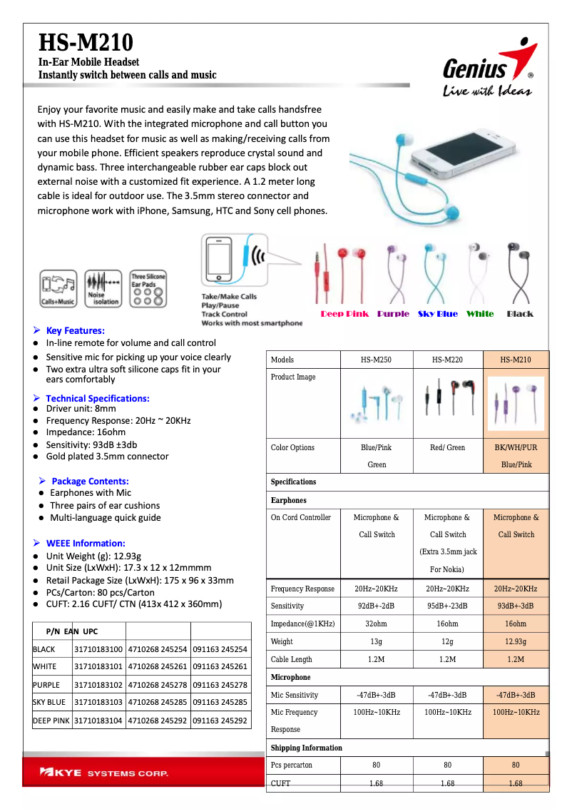 First page image of the manual for HS-M210