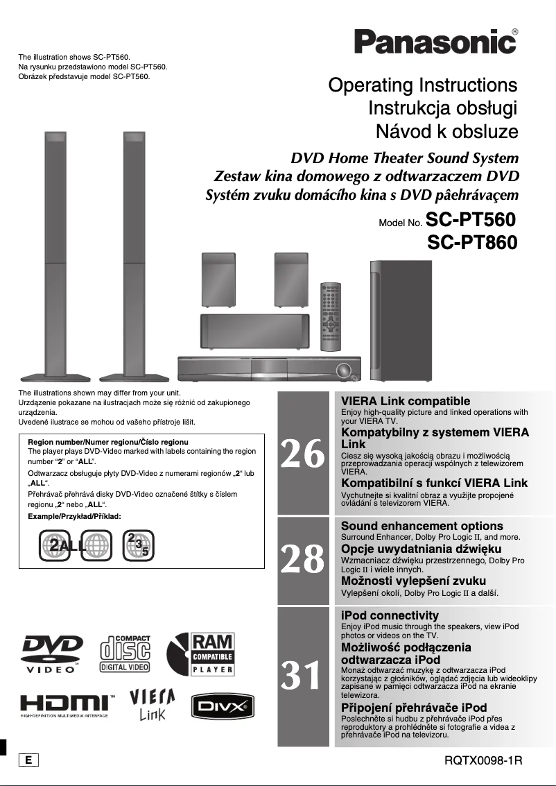 Page 1 of the manual User Manual Panasonic SC-PT560EE-K
