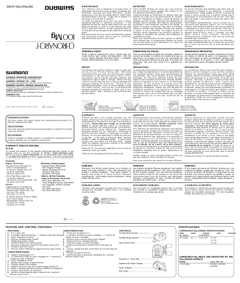 First page image of the manual for Chronarch 100Mg