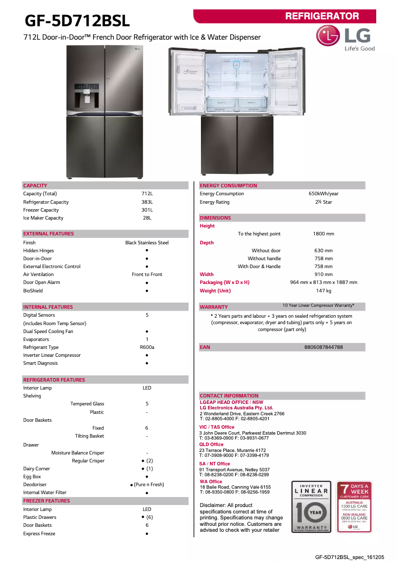 First page image of the manual for GF-5D712BSL