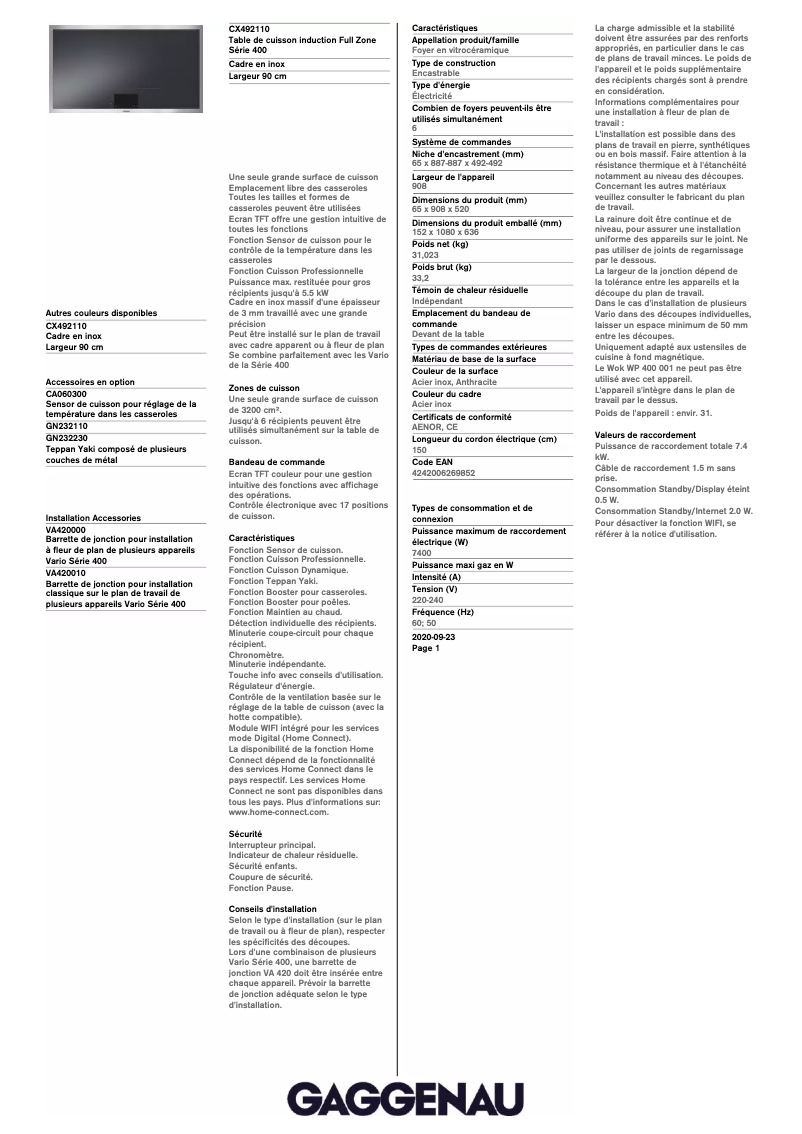 First page image of the manual for CX492110