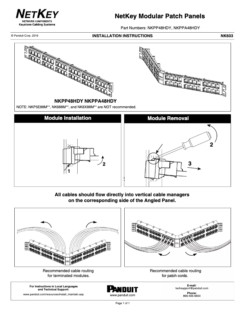 Page 1 of the manual User Manual Panduit SN82SDB