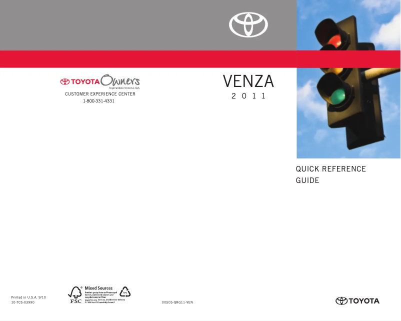 Page 1 of the manual User Manual Toyota Venza (2011)