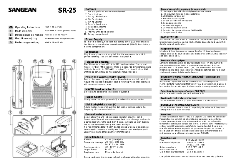 First page image of the manual for SR-25