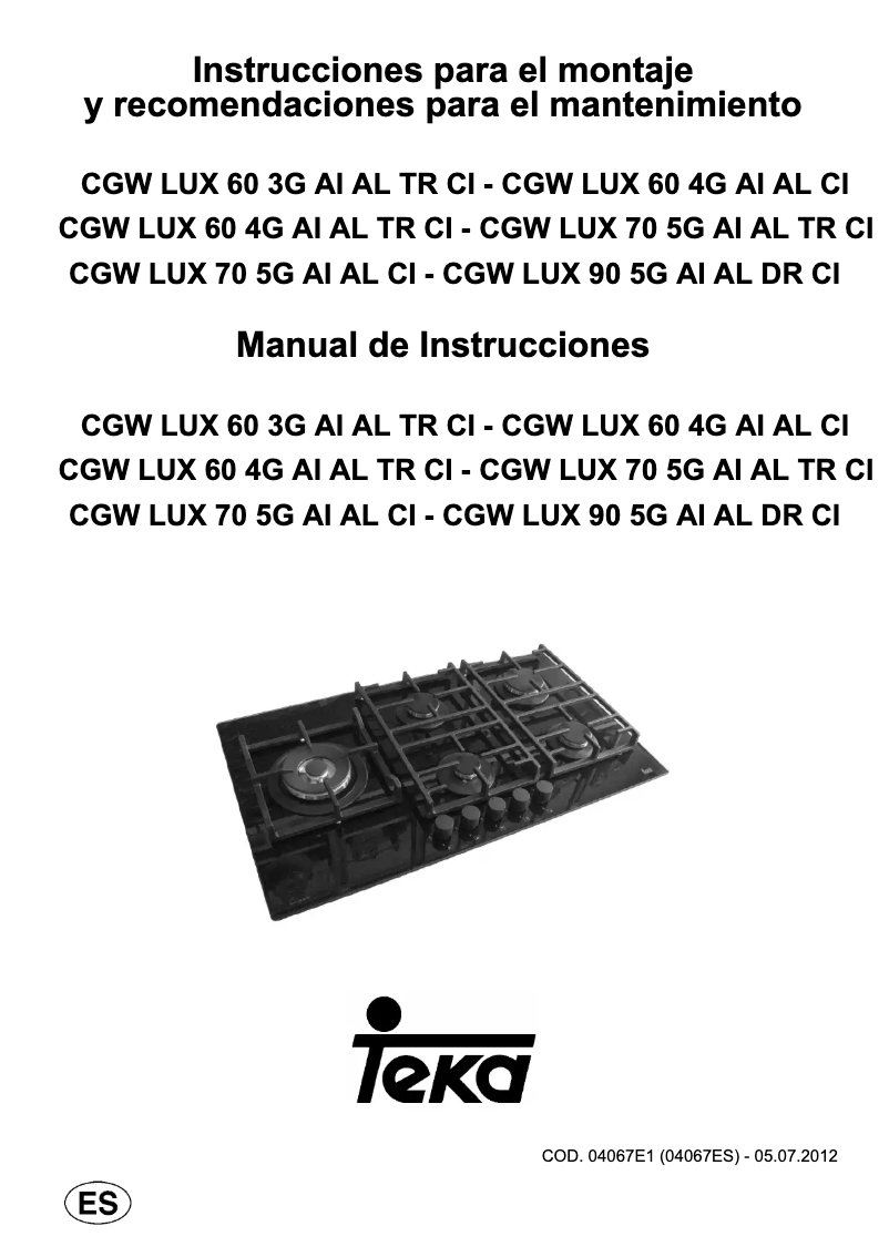 First page image of the manual for CGW LUX 60 4G AI AL CI