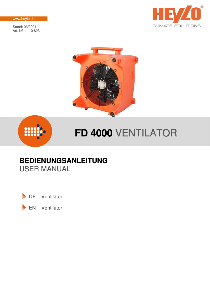 First page image of the manual for FD 4000