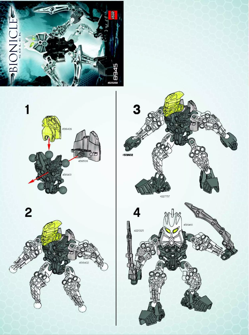First page image of the manual for Bionicle 8945