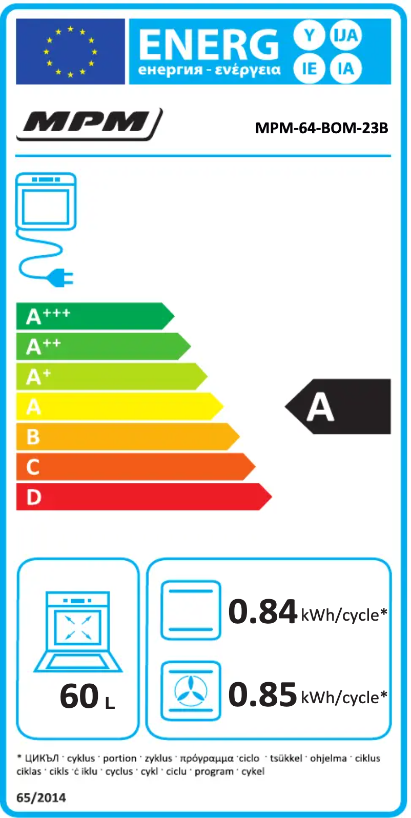 First page image of the manual for MPM-64-BOM-23B