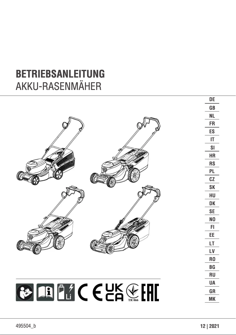 Page 1 of the manual User Manual AL-KO 36 V Energy Flex 46.2 Li SP-W Comfort