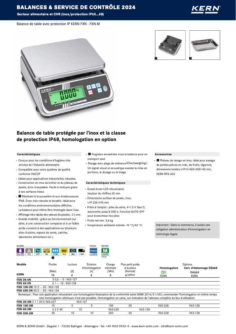 Page 1 of the manual Brochure Kern FXN 10K-3N