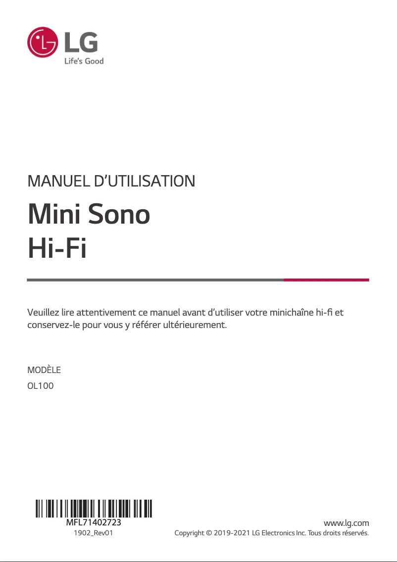 First page image of the manual for OL100