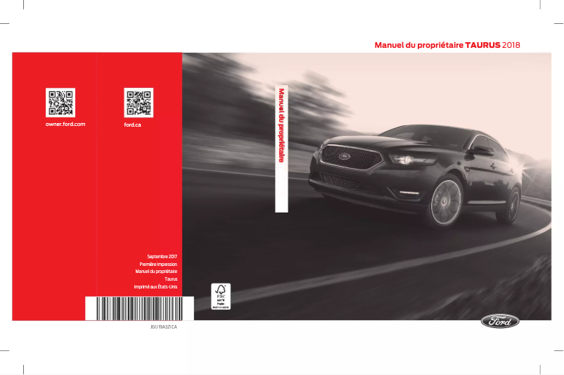 Page 1 of the manual User Manual Ford Taurus (2018)