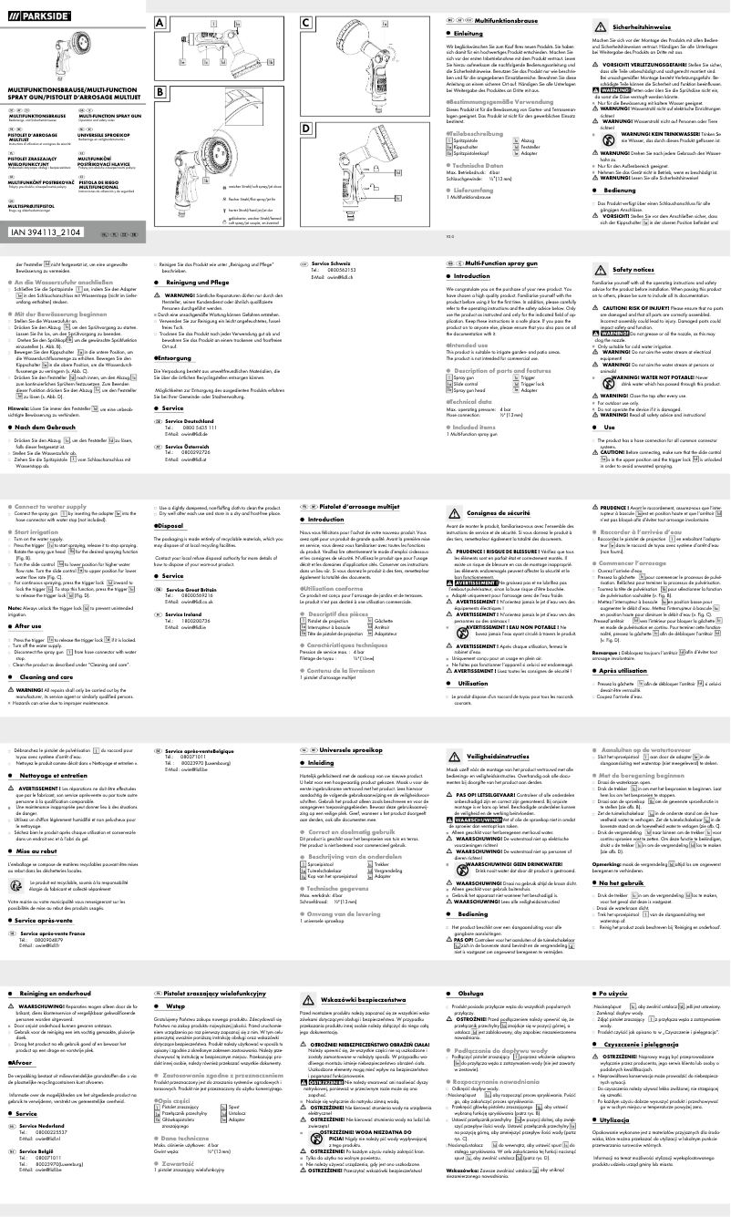 Page 1 of the manual User Manual Parkside IAN 394113