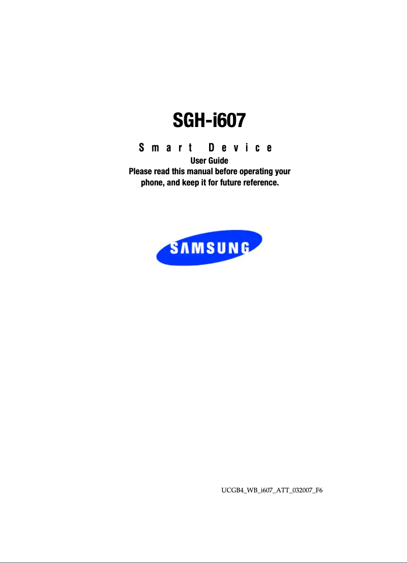 Page 1 of the manual User Manual Samsung SGH-i607