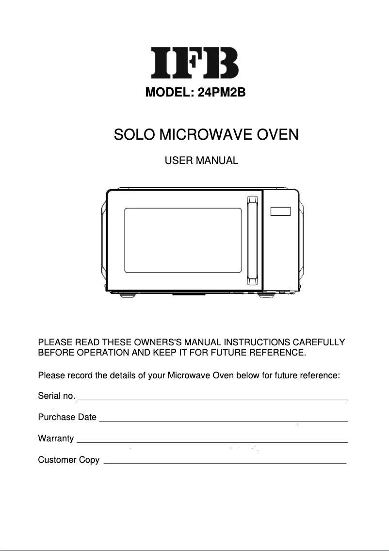Page 1 of the manual User Manual IFB 24PM2B