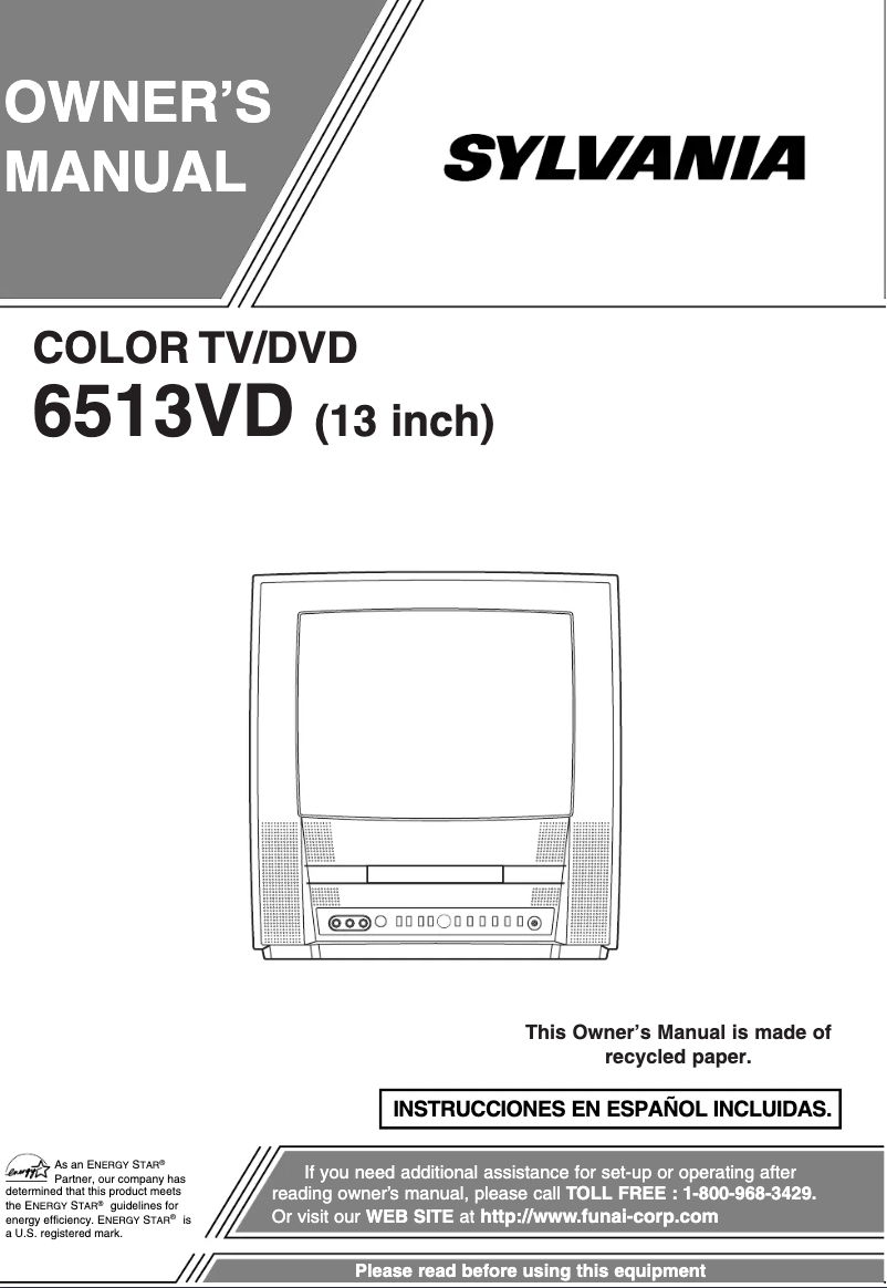 Page 1 of the manual User Manual Sylvania 6513VD
