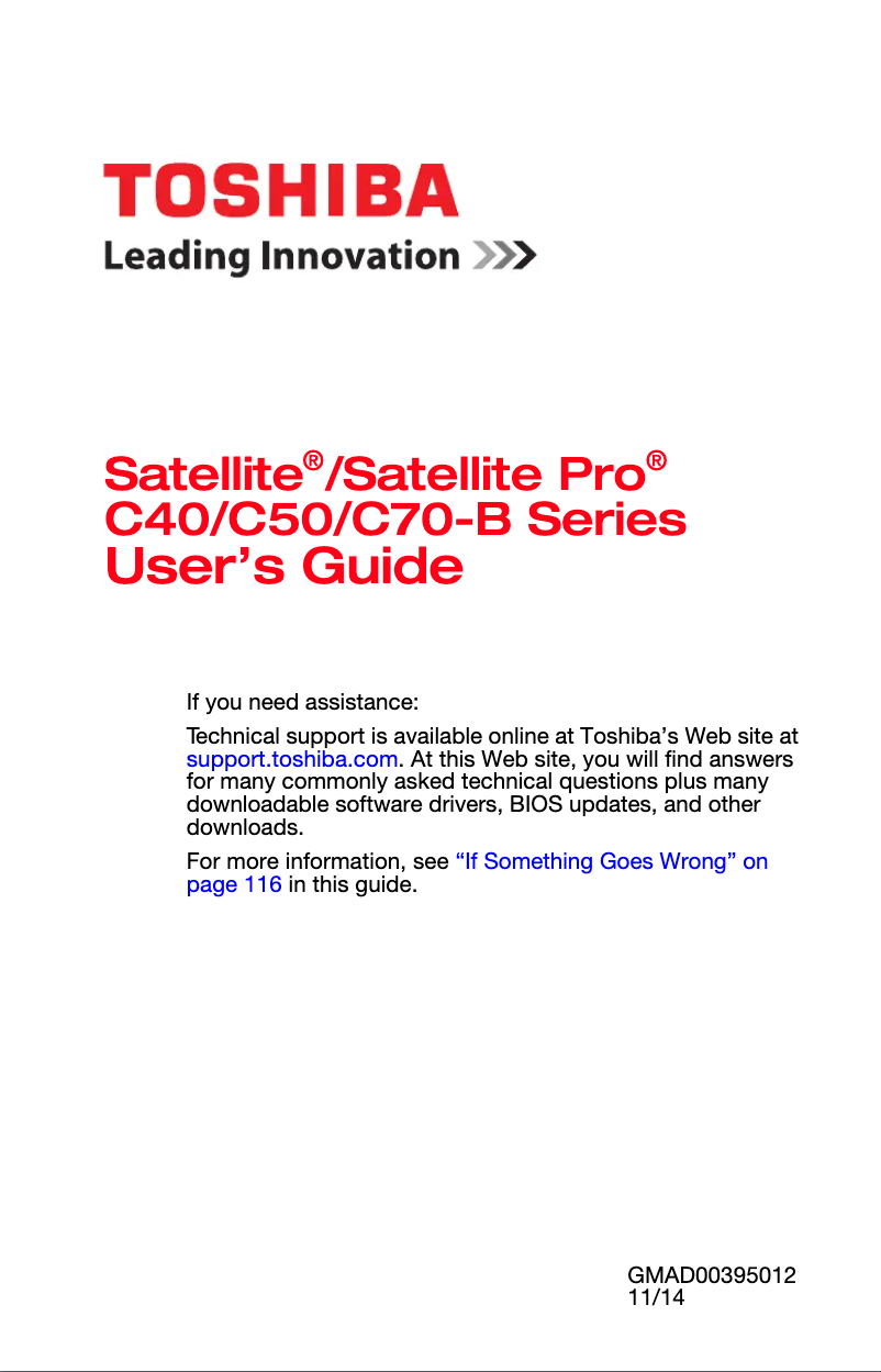 First page image of the manual for Satellite Pro C50