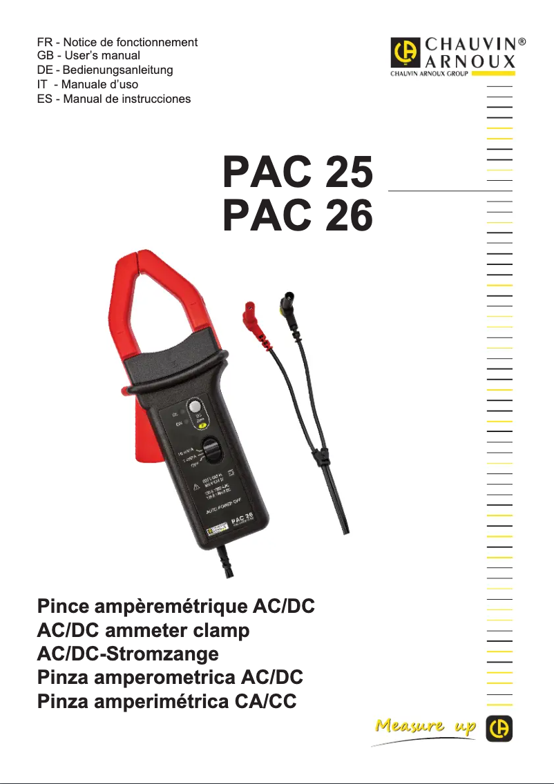 Page 1 of the manual User Manual Chauvin Arnoux PAC 26