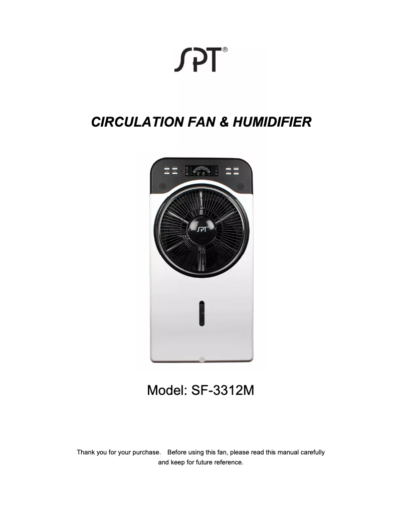 First page image of the manual for SF-3312M