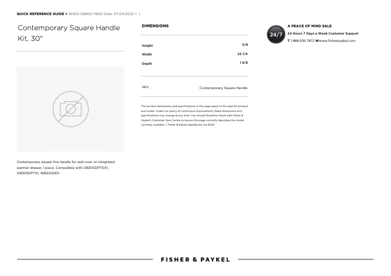 Page 1 of the manual User Manual Fisher & Paykel AHS-OBOD-76S