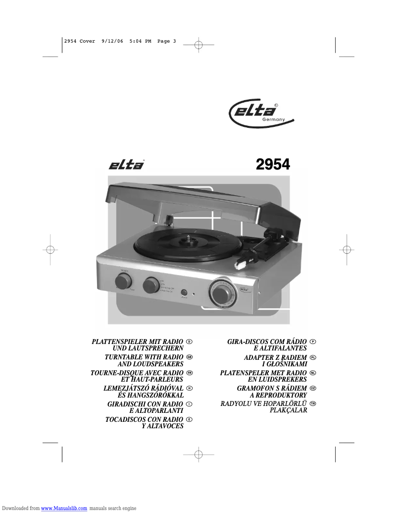 Page 1 of the manual User Manual Elta 2954