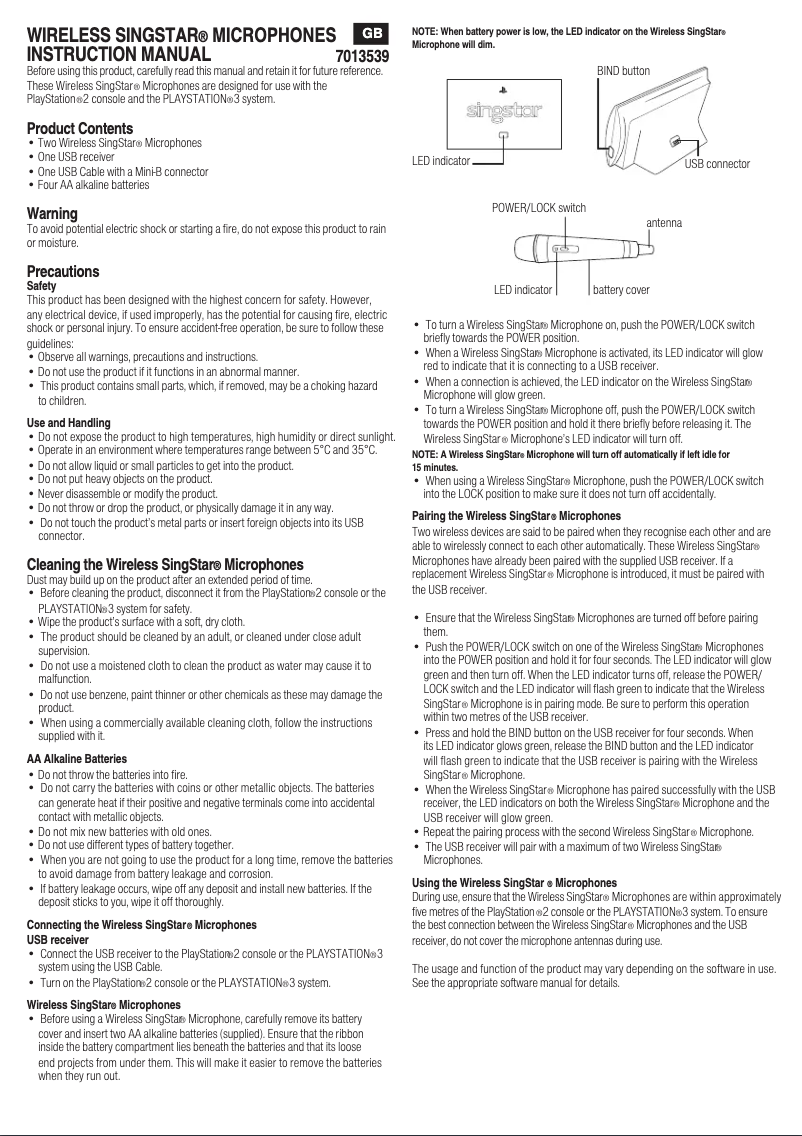 Image de la première page du manuel de l'appareil SingStar Party Pack (PS3)