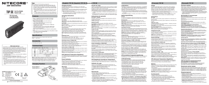 Page 1 of the manual User Manual Nitecore TIP SE