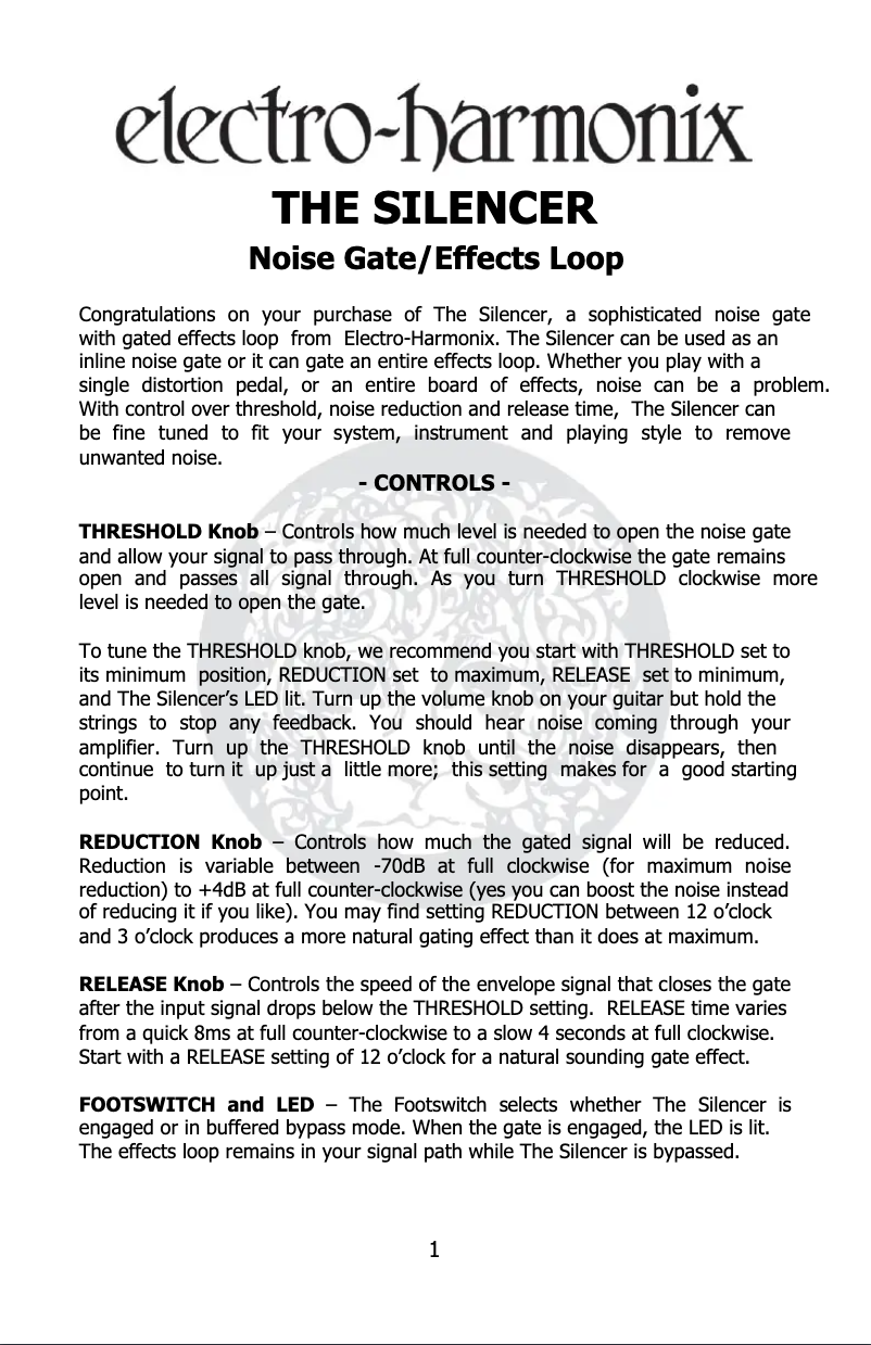 Image de la première page du manuel de l'appareil Silencer