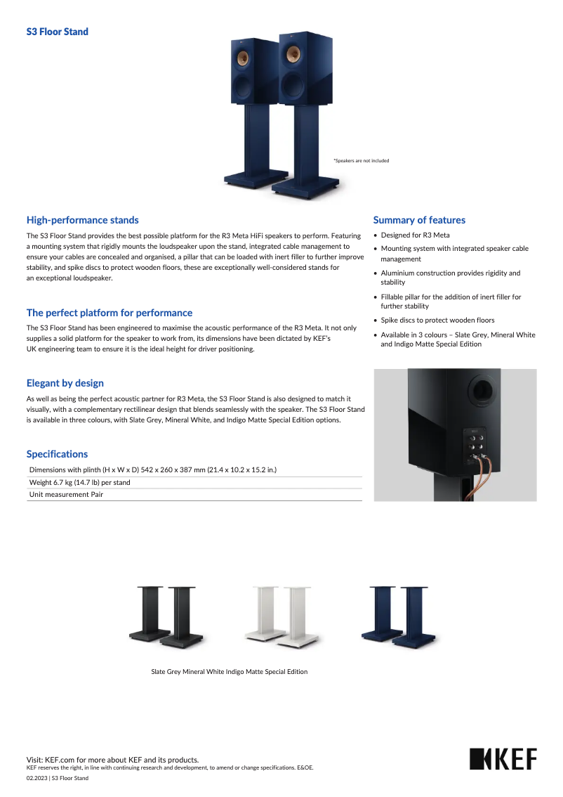 First page image of the manual for S3 Floor Stand