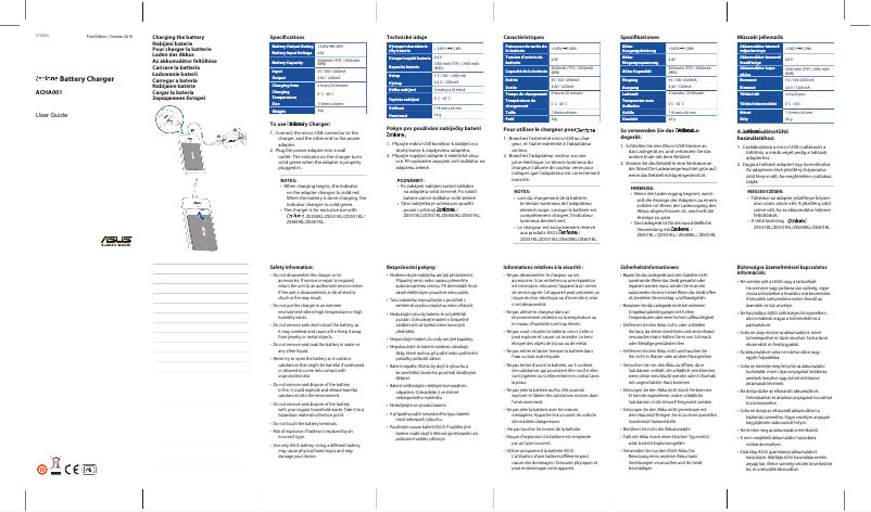 Page 1 of the manual User Manual Asus ACHA001
