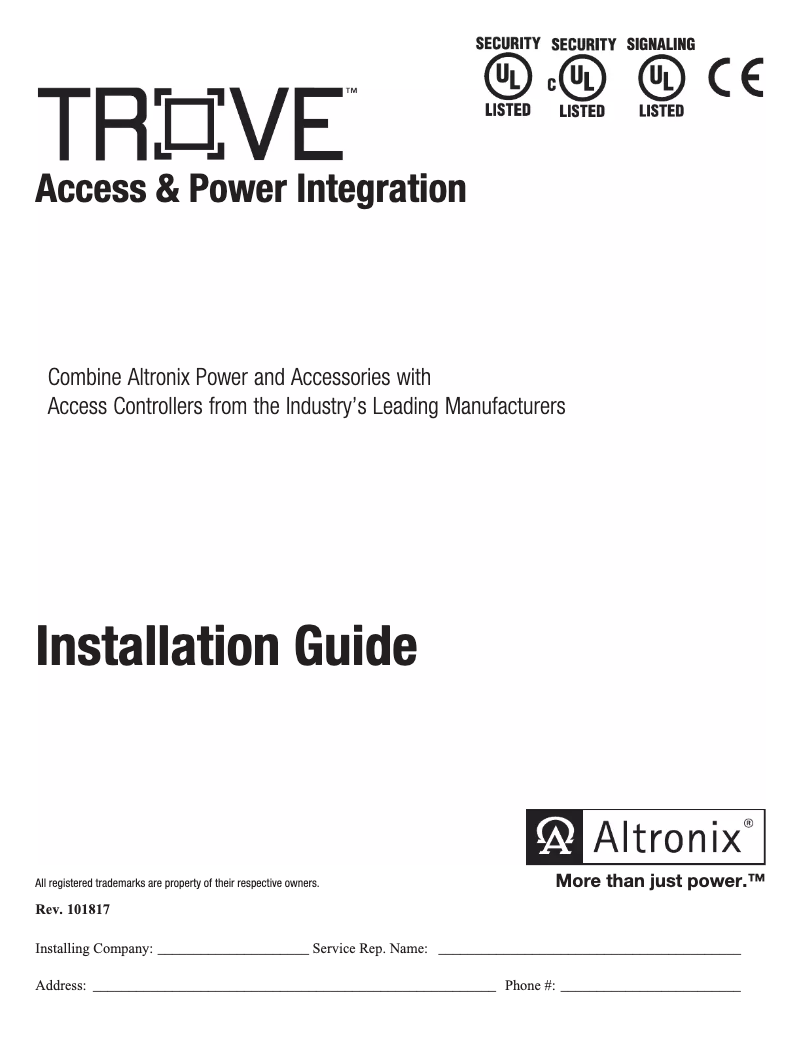 First page image of the manual for Trove3SH3