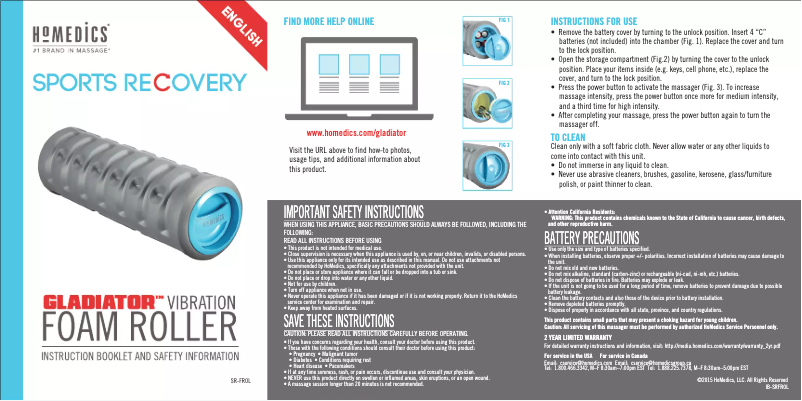 Page 1 of the manual User Manual Homedics Gladiator