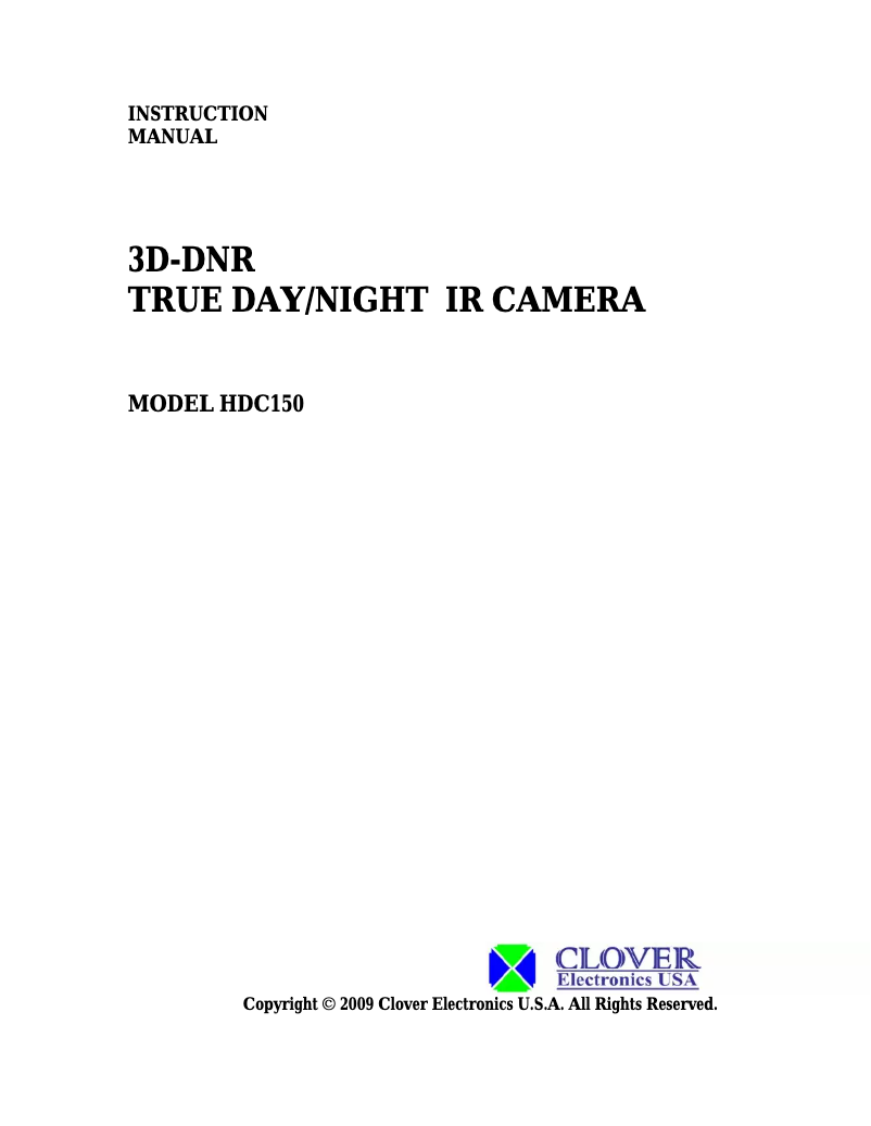 First page image of the manual for HDC150