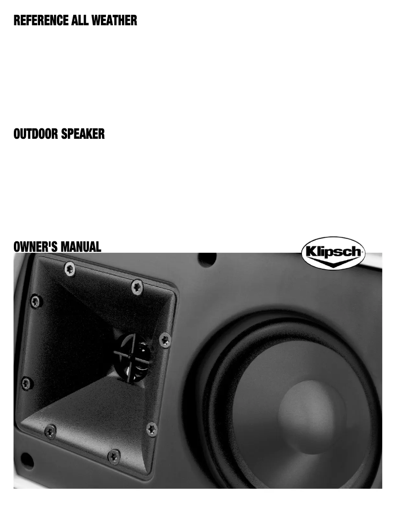 Page 1 of the manual Instruction Manual Klipsch AW-500