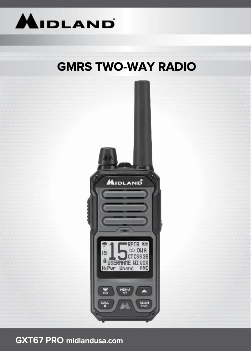Page 1 of the manual User Manual Midland GXT67 PRO