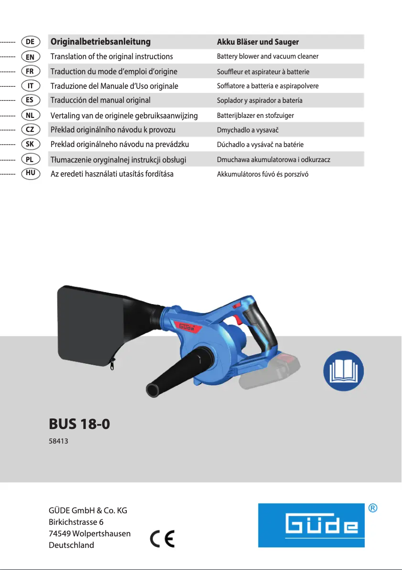 Page 1 of the manual User Manual Güde BUS 18-0