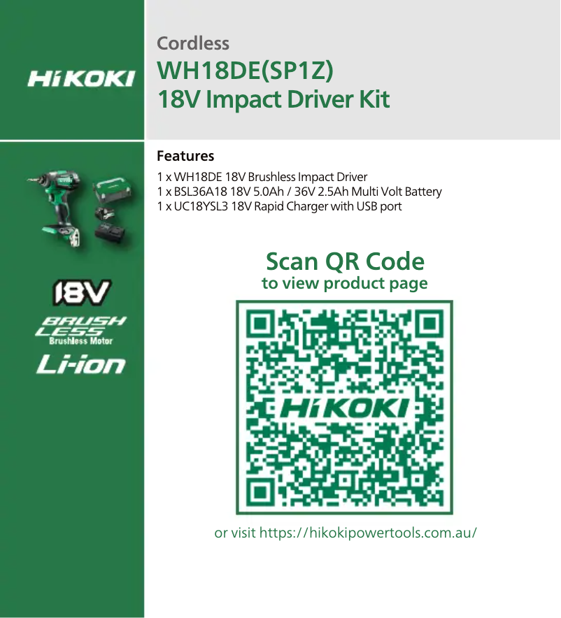 First page image of the manual for WH18DE