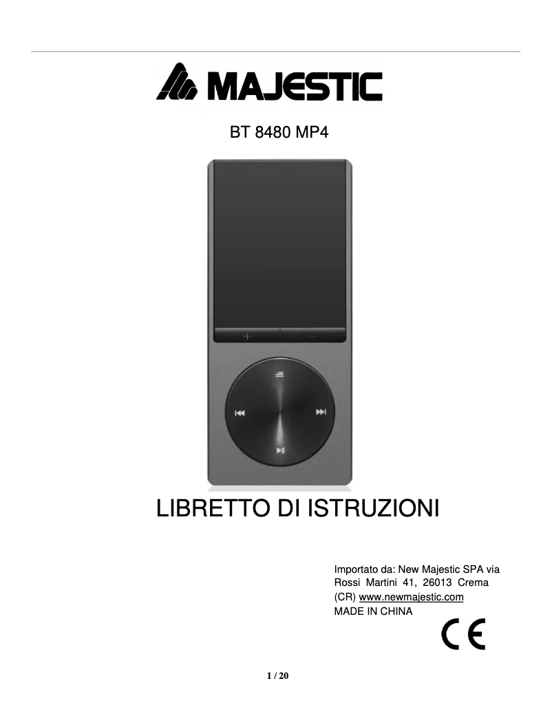 Page 1 of the manual User Manual Majestic BT-8480