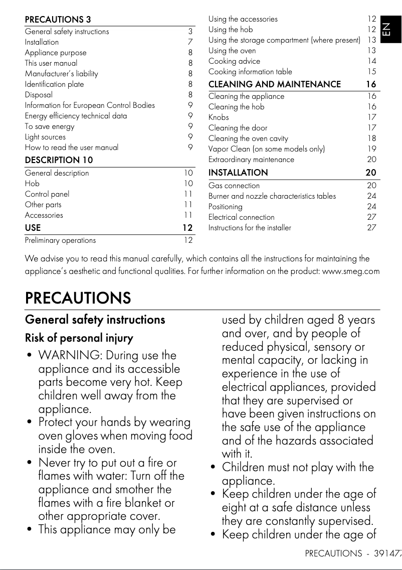 First page image of the manual for CX91GMBLNLK