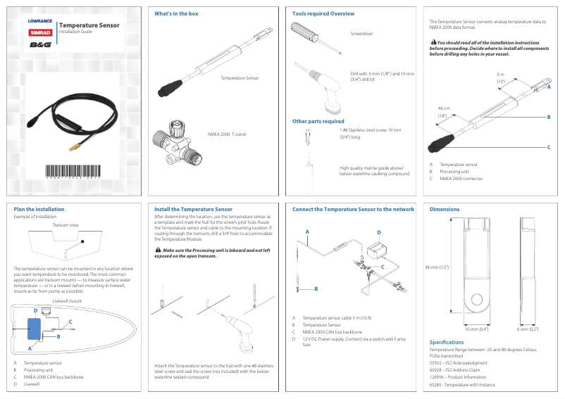 Page 1 of the manual User Manual Simrad Temperature Sensor