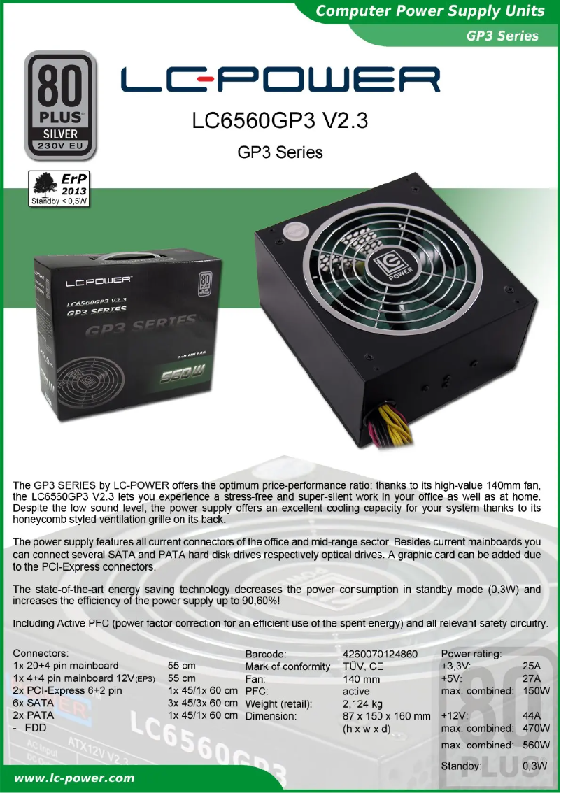 First page image of the manual for LC6560GP3 V2.3