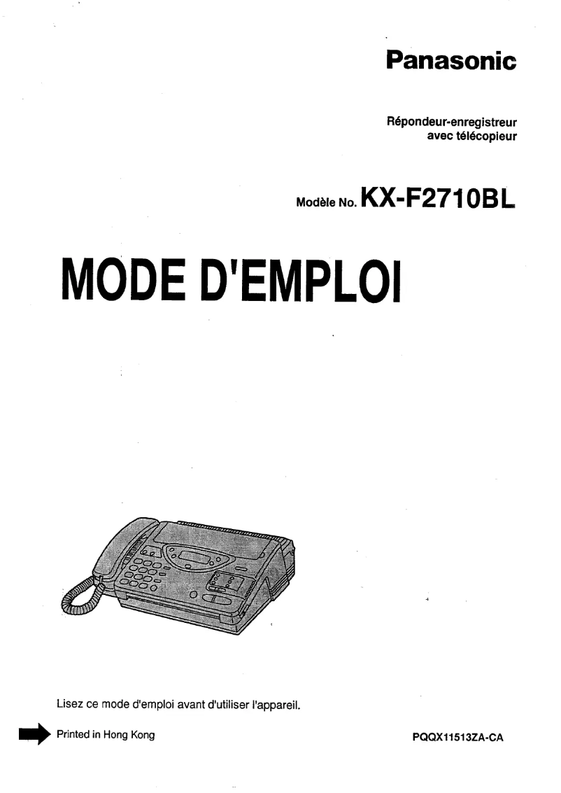 First page image of the manual for KX-F2710