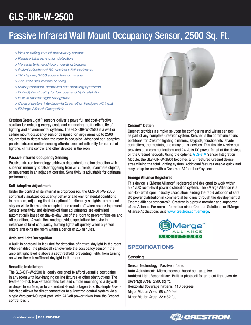 Image de la première page du manuel de l'appareil GLS-OIR-W-2500