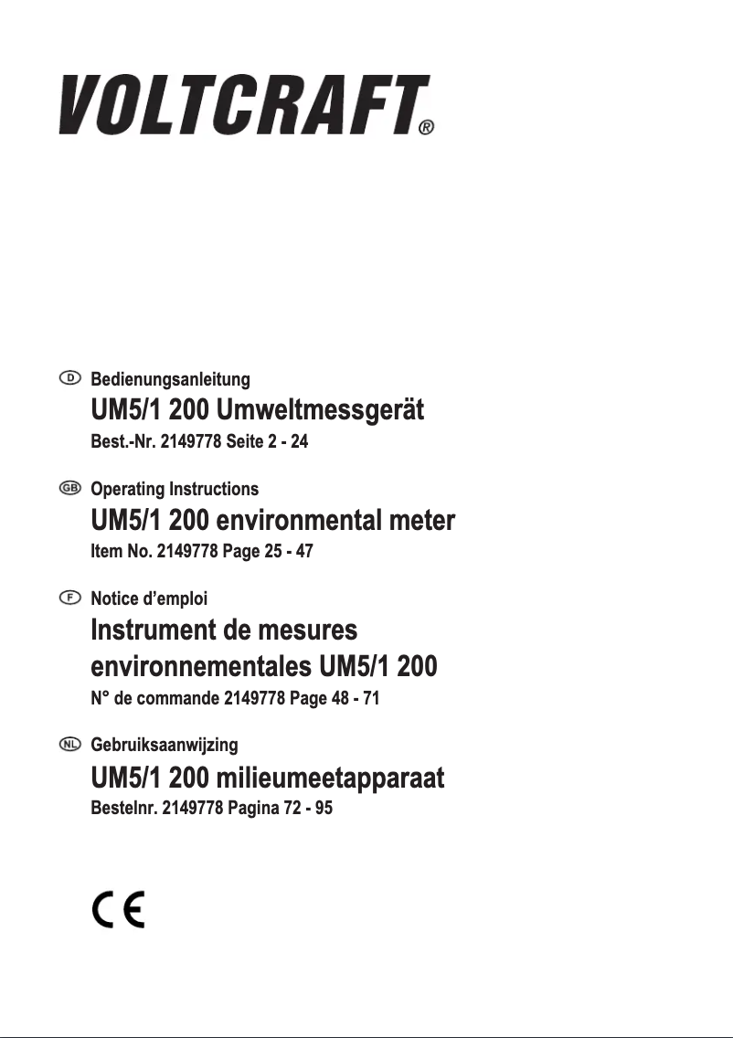 Page 1 of the manual User Manual Voltcraft UM5/1 200