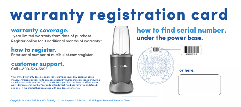Page 1 of the manual Warranty Information NutriBullet Smart Touch Blender Combo