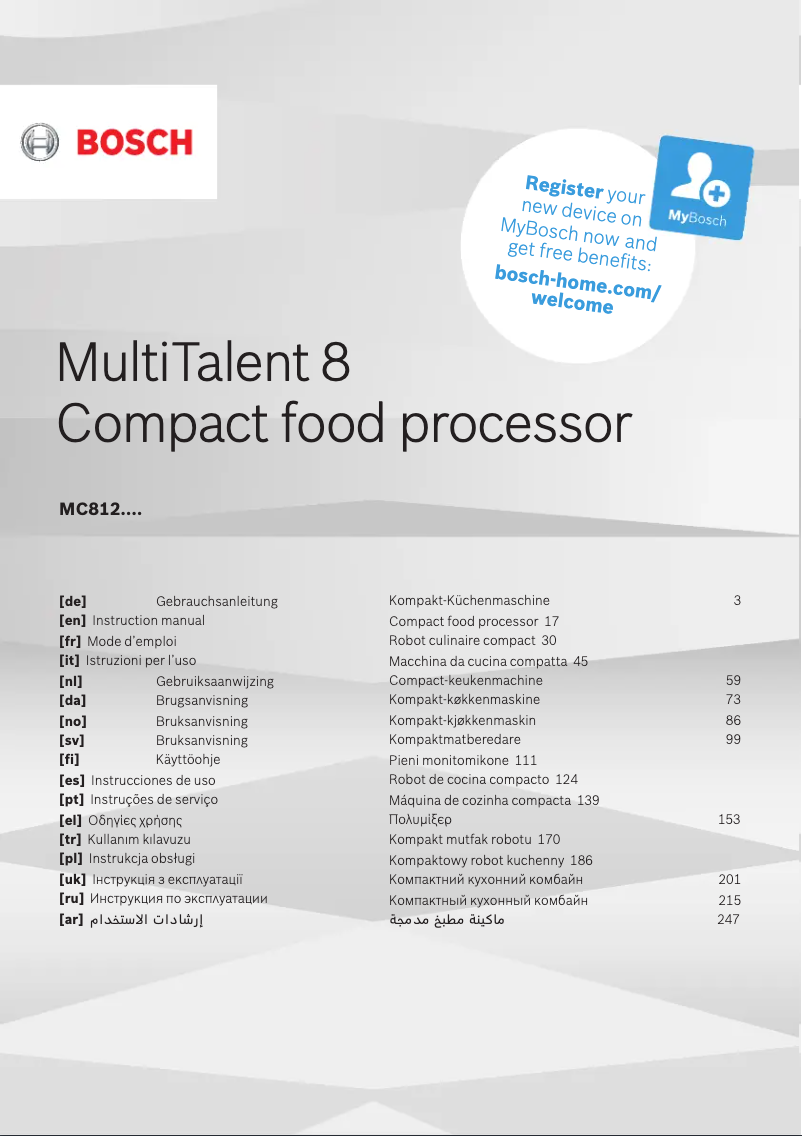 First page image of the manual for MultiTalent 8 MC812S844