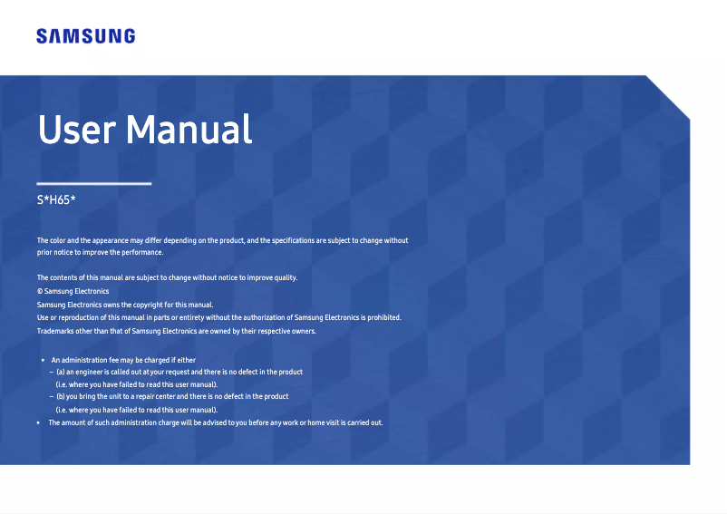 First page image of the manual for S24H650FDM